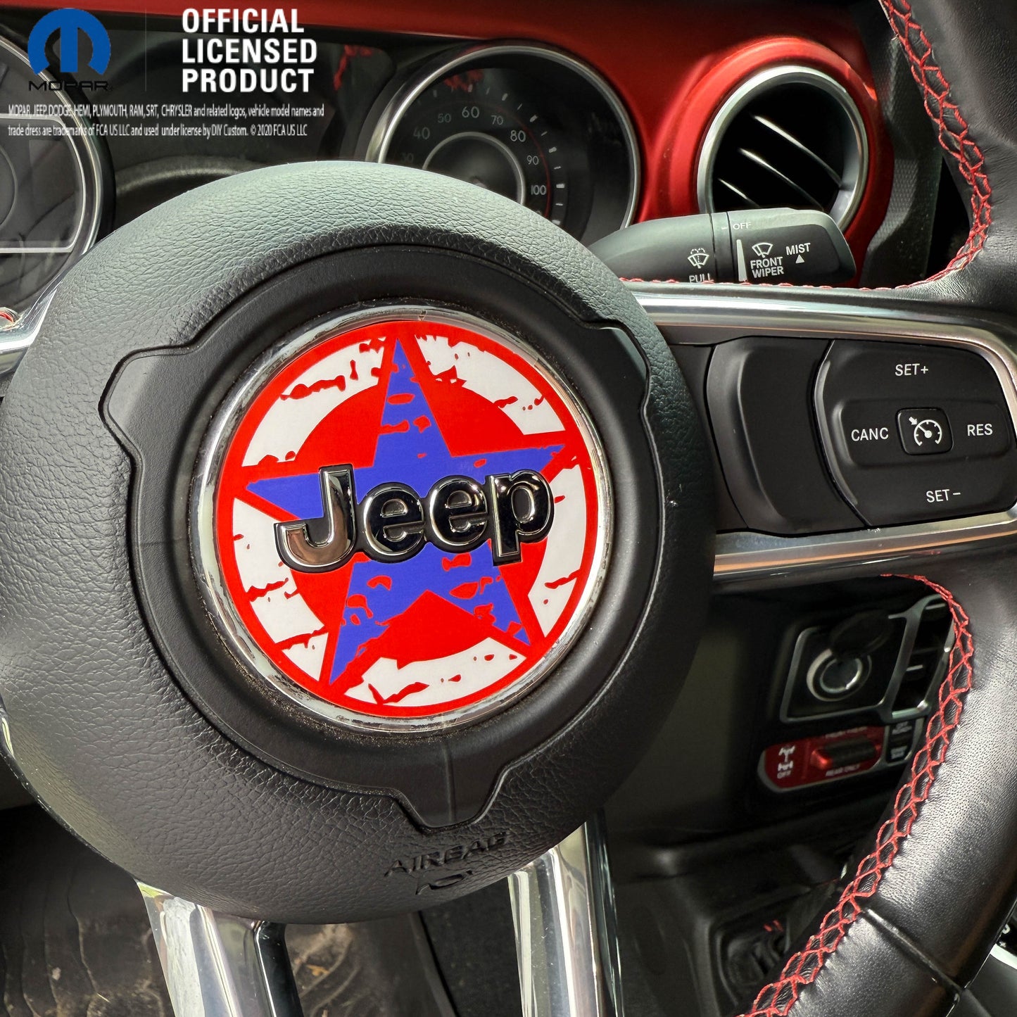 Jeep Wrangler JL Gladiator Steering Wheel Circle Distressed Stars Vinyl Decal Sticker
