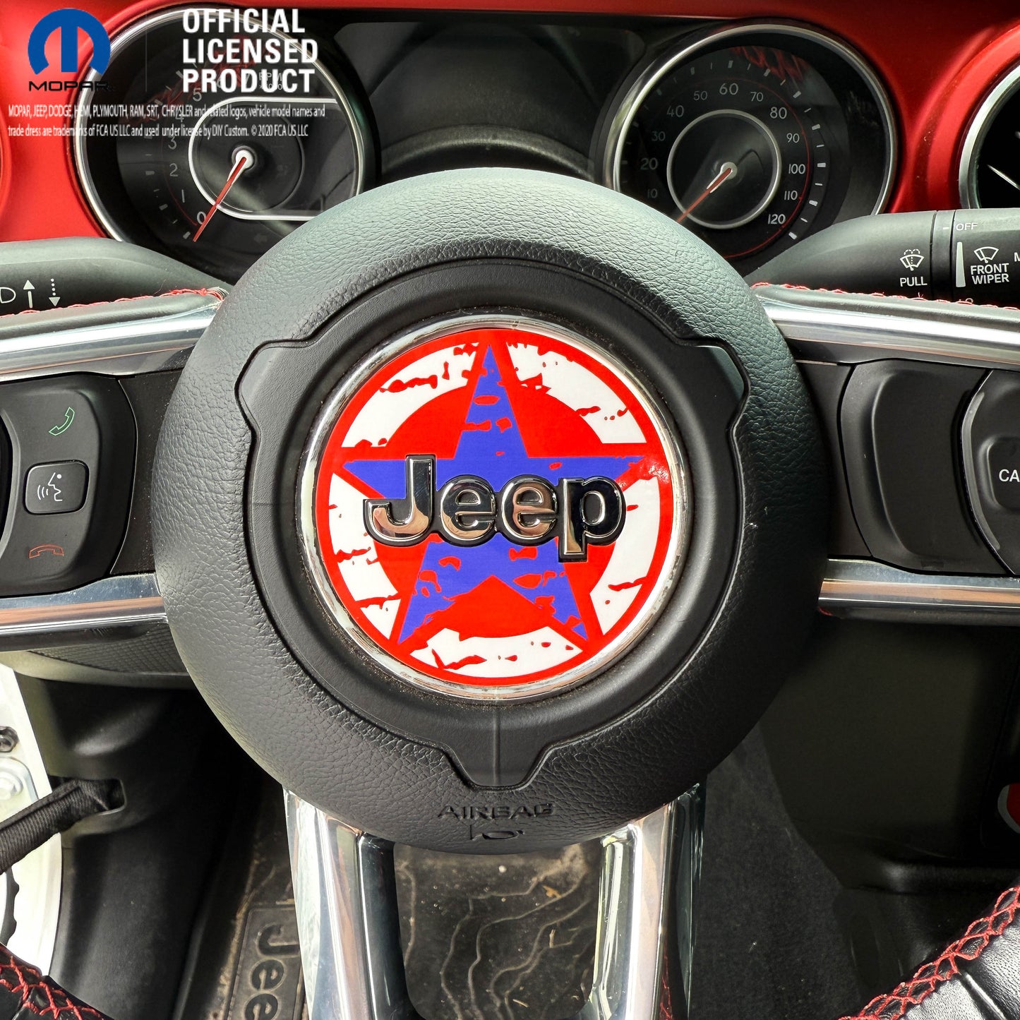 Jeep Wrangler JL Gladiator Steering Wheel Circle Distressed Stars Vinyl Decal Sticker
