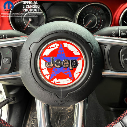 Jeep Wrangler JL Gladiator Steering Wheel Circle Distressed Stars Vinyl Decal Sticker
