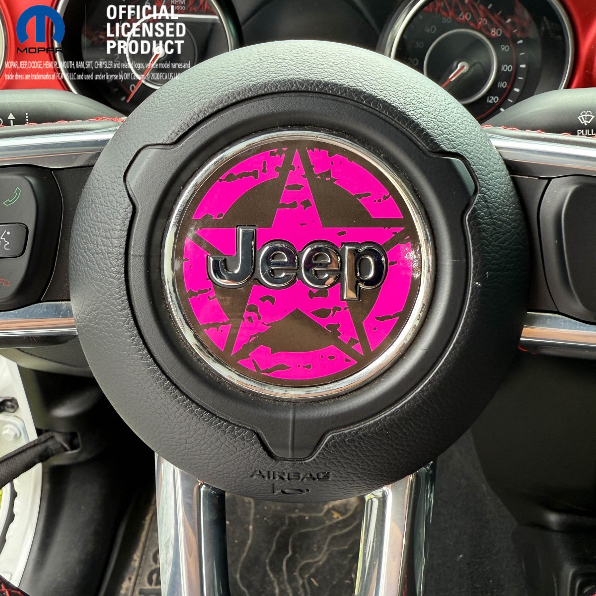 Jeep Wrangler JL Gladiator Steering Wheel Circle Distressed Stars Vinyl Decal Sticker - Tiny Wrapz