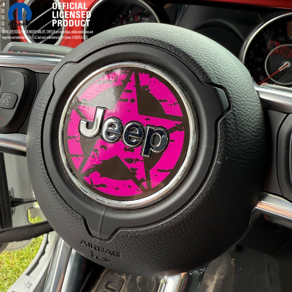 Jeep Wrangler JL Gladiator Steering Wheel Circle Distressed Stars Vinyl Decal Sticker - Tiny Wrapz