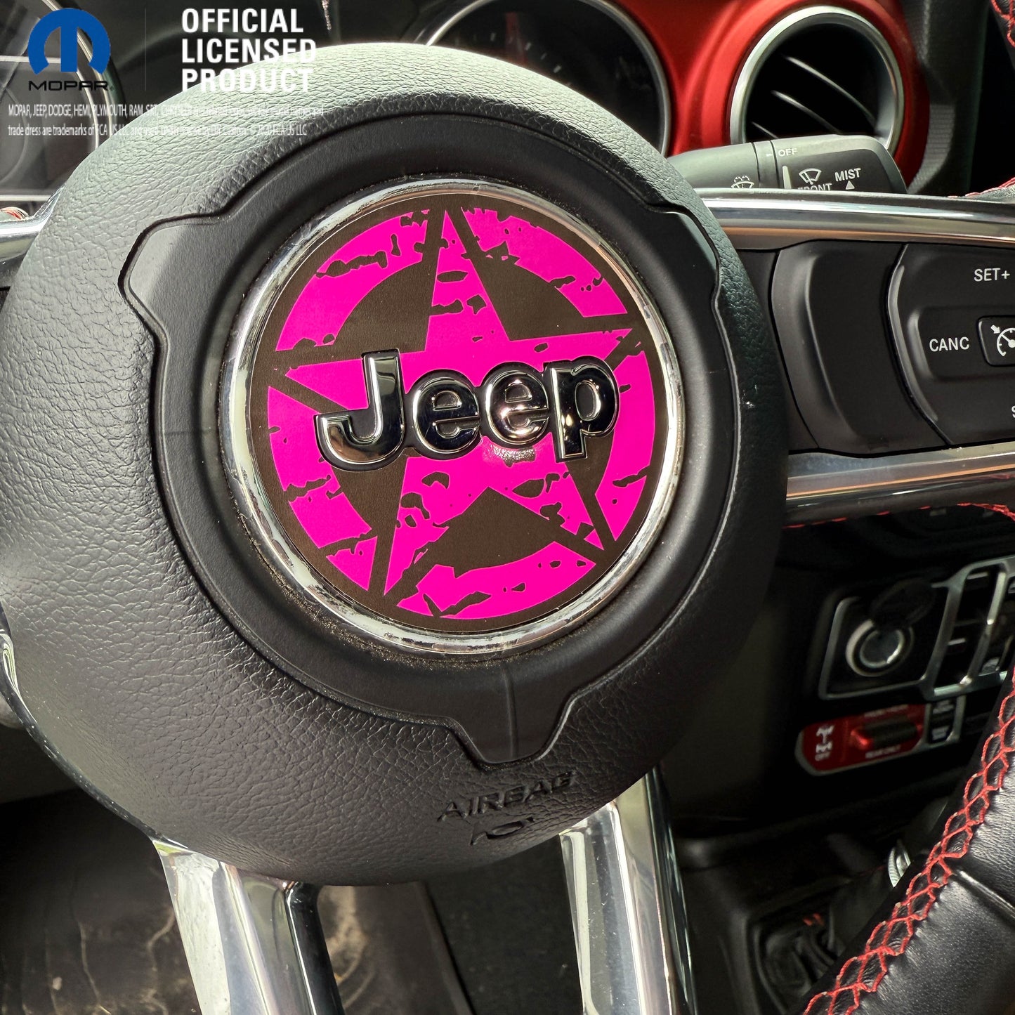 Jeep Wrangler JL Gladiator Steering Wheel Circle Distressed Stars Vinyl Decal Sticker