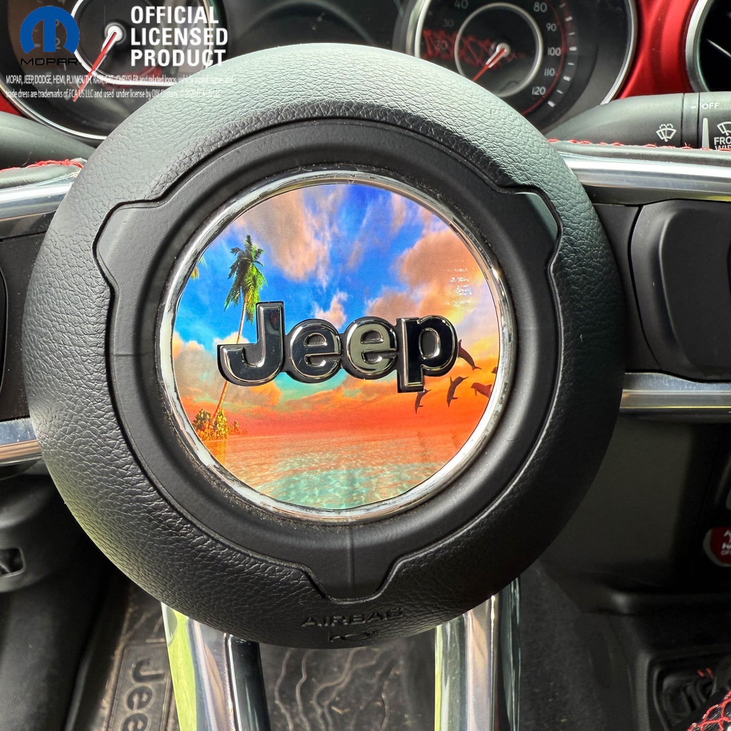Jeep Wrangler JL Gladiator Steering Wheel Circle Dolphin Sunset Vinyl Decal Sticker