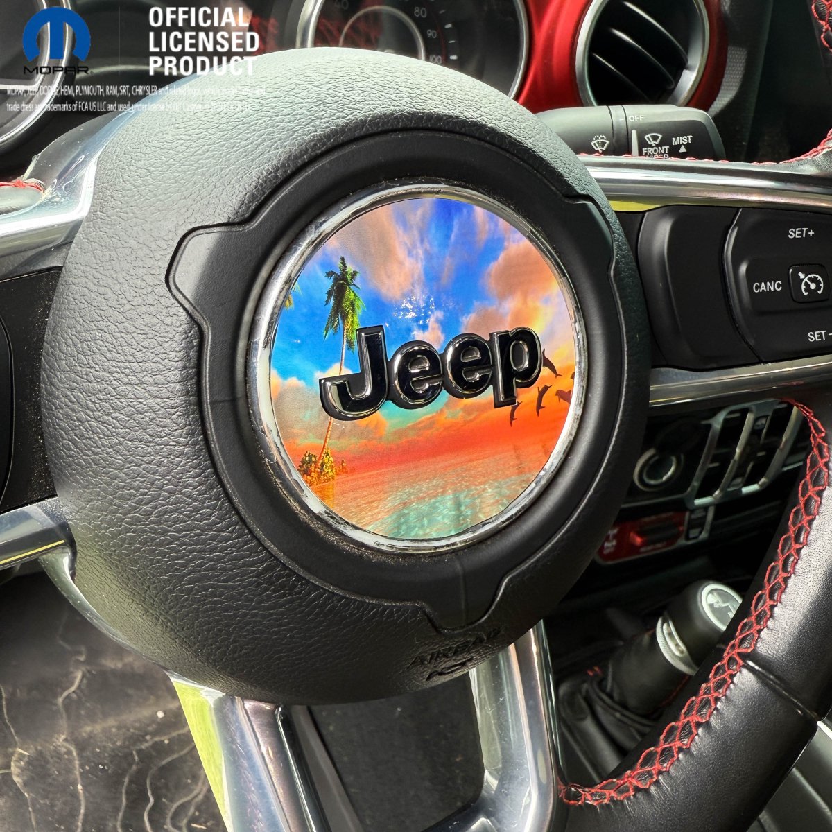Jeep Wrangler JK Steering Wheel Circle Dolphin Sunset Vinyl Decal Sticker 2007-2017 - Tiny Wrapz