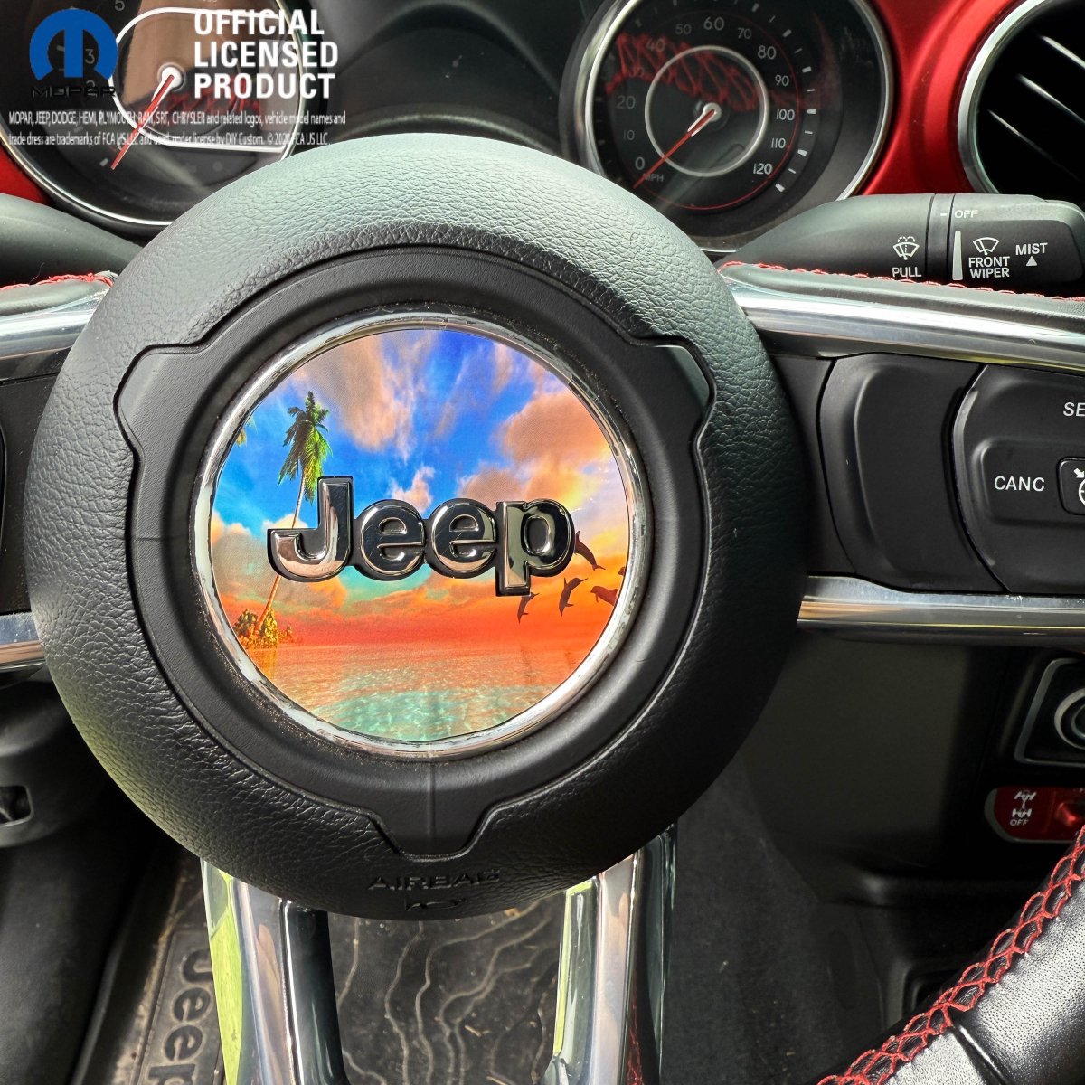 Jeep Wrangler JK Steering Wheel Circle Dolphin Sunset Vinyl Decal Sticker 2007-2017 - Tiny Wrapz
