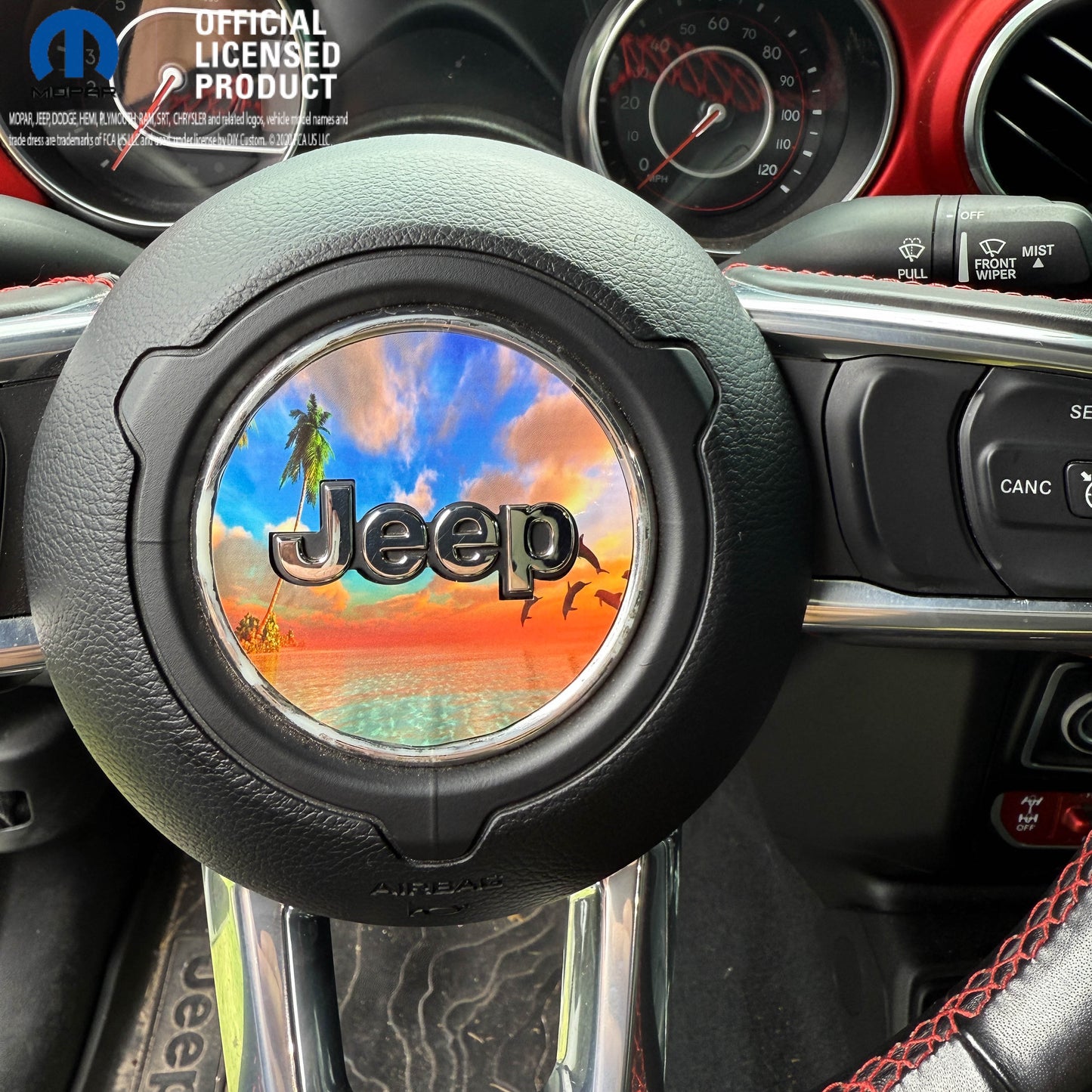 Jeep Wrangler JL Gladiator Steering Wheel Circle Dolphin Sunset Vinyl Decal Sticker