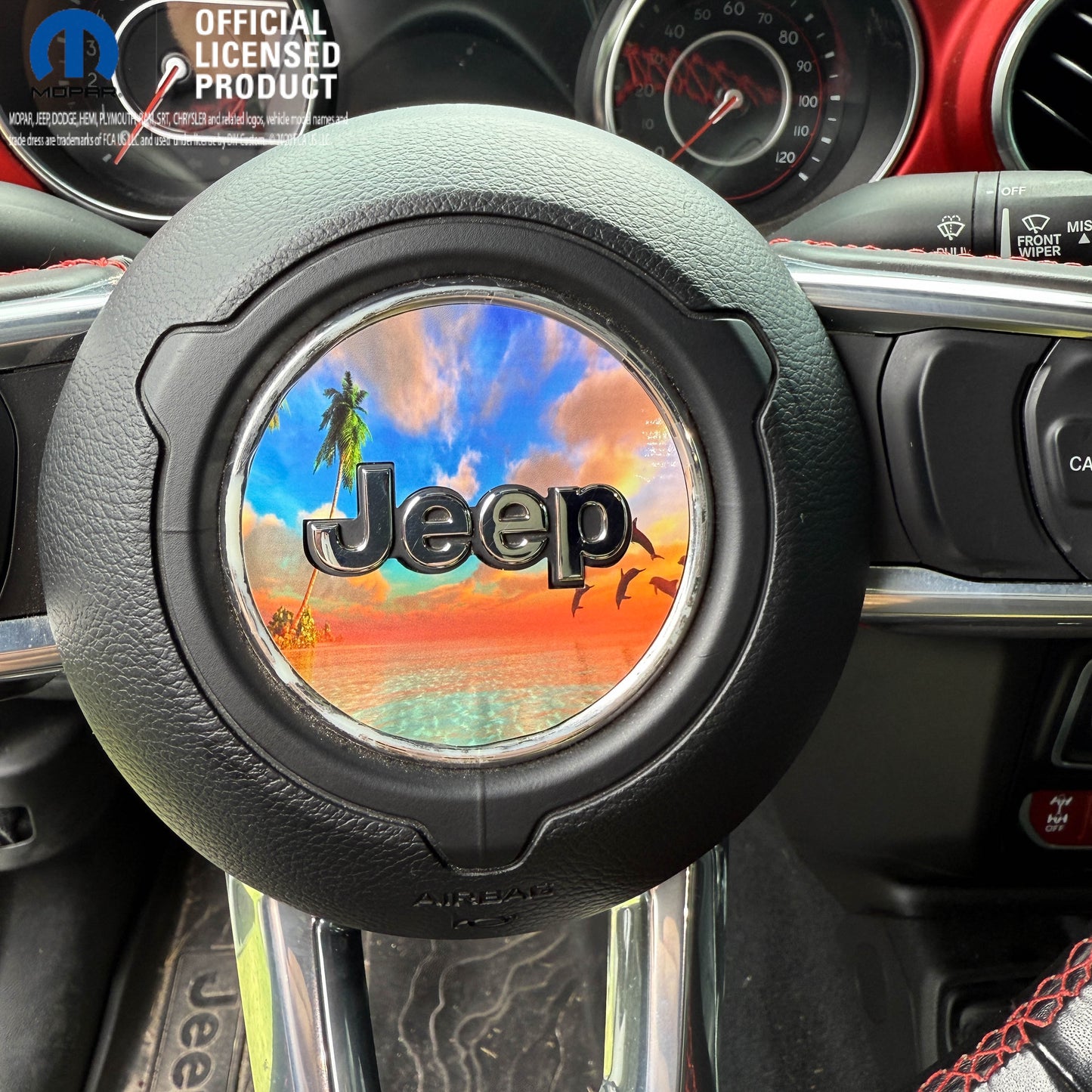 Jeep Wrangler JL Gladiator Steering Wheel Circle Dolphin Sunset Vinyl Decal Sticker