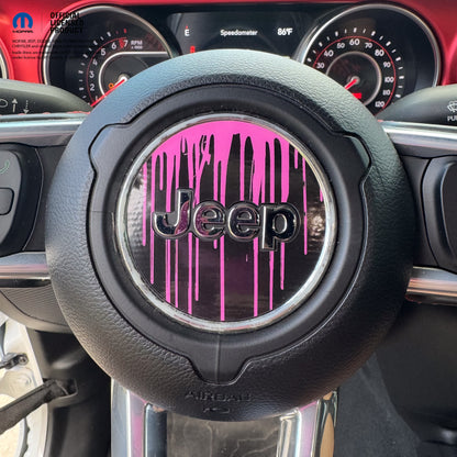 Jeep Wrangler JL Gladiator Steering Wheel Circle Dripping Pink Vinyl Decal Sticker