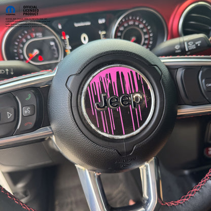 Jeep Wrangler JL Gladiator Steering Wheel Circle Dripping Pink Vinyl Decal Sticker