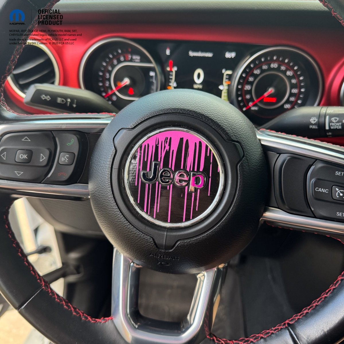 Jeep Wrangler JL Gladiator Steering Wheel Circle Dripping Pink Vinyl Decal Sticker - Tiny Wrapz