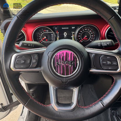 Jeep Wrangler JL Gladiator Steering Wheel Circle Dripping Pink Vinyl Decal Sticker