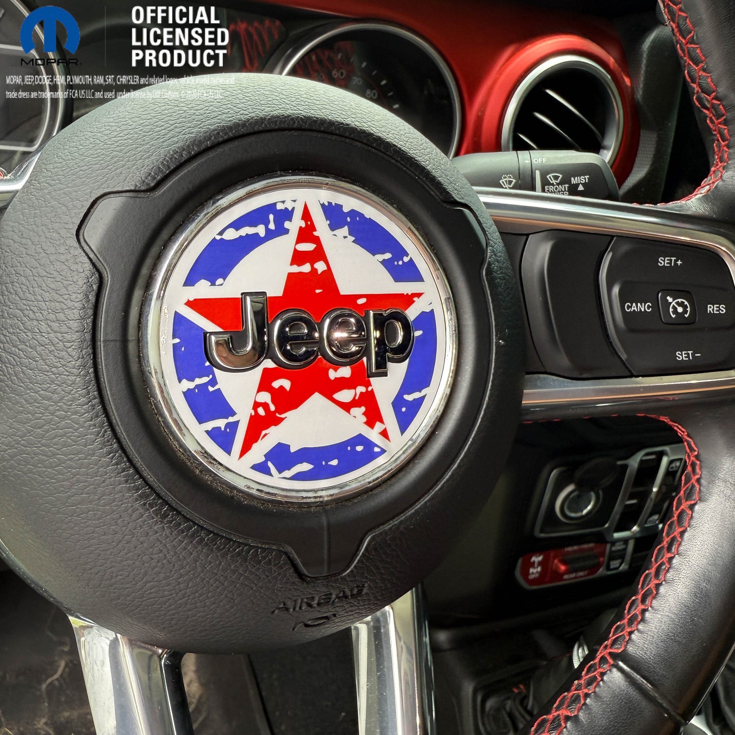 Jeep Wrangler JL Gladiator Steering Wheel Circle Distressed Stars Vinyl Decal Sticker