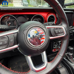 Jeep Wrangler JK Steering Wheel Circle Bald Eagle American Flag Vinyl Decal Sticker 2007-2017 - Tiny Wrapz
