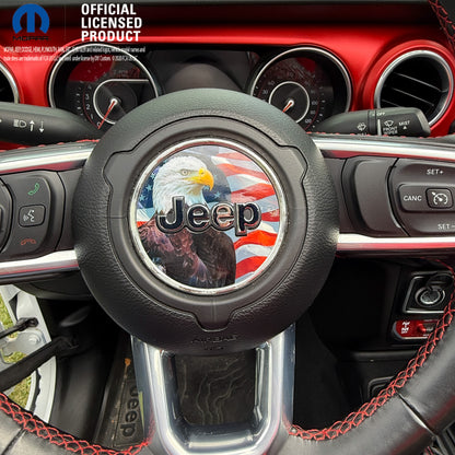 Jeep Wrangler JL Gladiator Steering Wheel Circle Bald Eagle American Flag Vinyl Decal Sticker