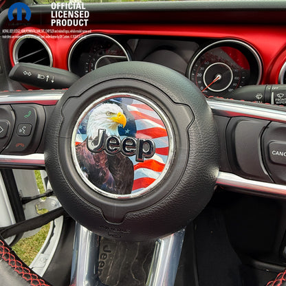 Jeep Wrangler JL Gladiator Steering Wheel Circle Bald Eagle American Flag Vinyl Decal Sticker