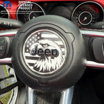 Jeep Wrangler JL Gladiator Steering Wheel Circle Black & White Bald Eagle American Flag Vinyl Decal Sticker