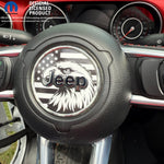 Jeep Wrangler JL Gladiator Steering Wheel Circle Black & White Bald Eagle American Flag Vinyl Decal Sticker