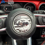 Jeep Wrangler JL Gladiator Steering Wheel Circle Black & White Bald Eagle American Flag Vinyl Decal Sticker
