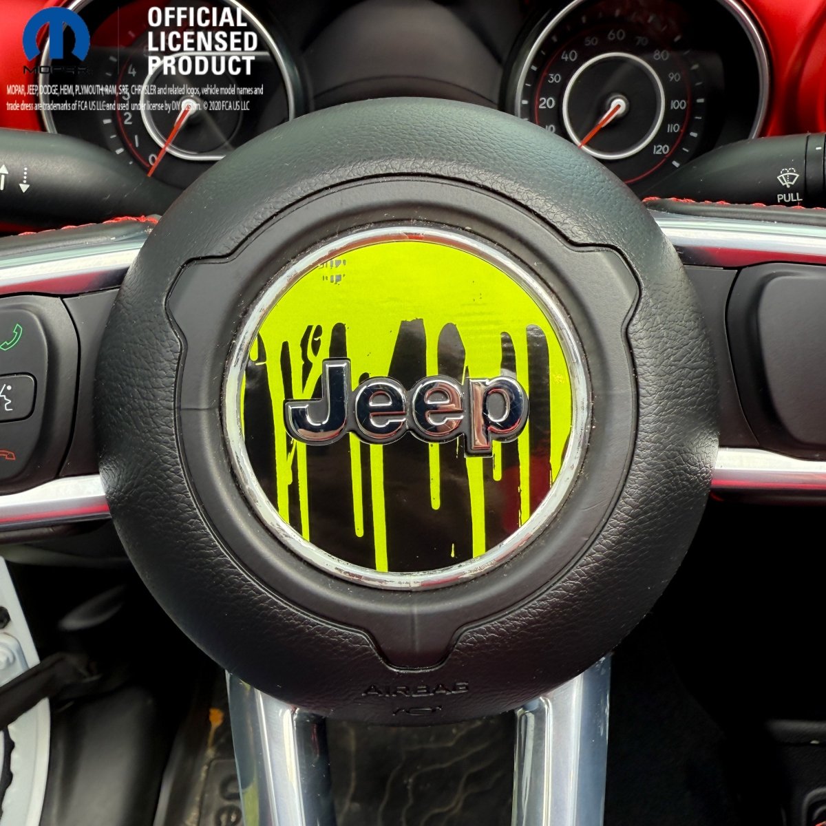 Jeep Wrangler JK Steering Wheel Circle Dripping Lime Green Vinyl Decal Sticker 2007-2017 - Tiny Wrapz