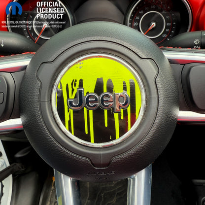 Jeep Wrangler JL Gladiator Steering Wheel Circle Dripping Lime Green Vinyl Decal Sticker