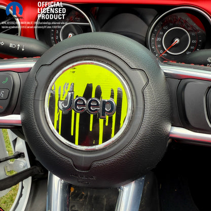 Jeep Wrangler JL Gladiator Steering Wheel Circle Dripping Lime Green Vinyl Decal Sticker