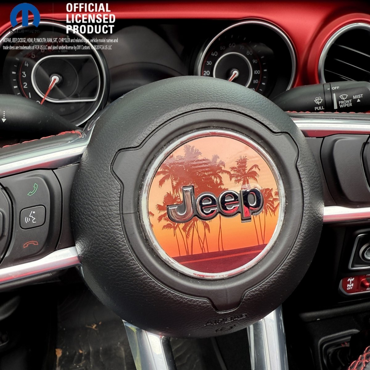 Jeep Wrangler JL Gladiator Steering Wheel Circle Orange Coral Sunset Vinyl Decal Sticker - Tiny Wrapz