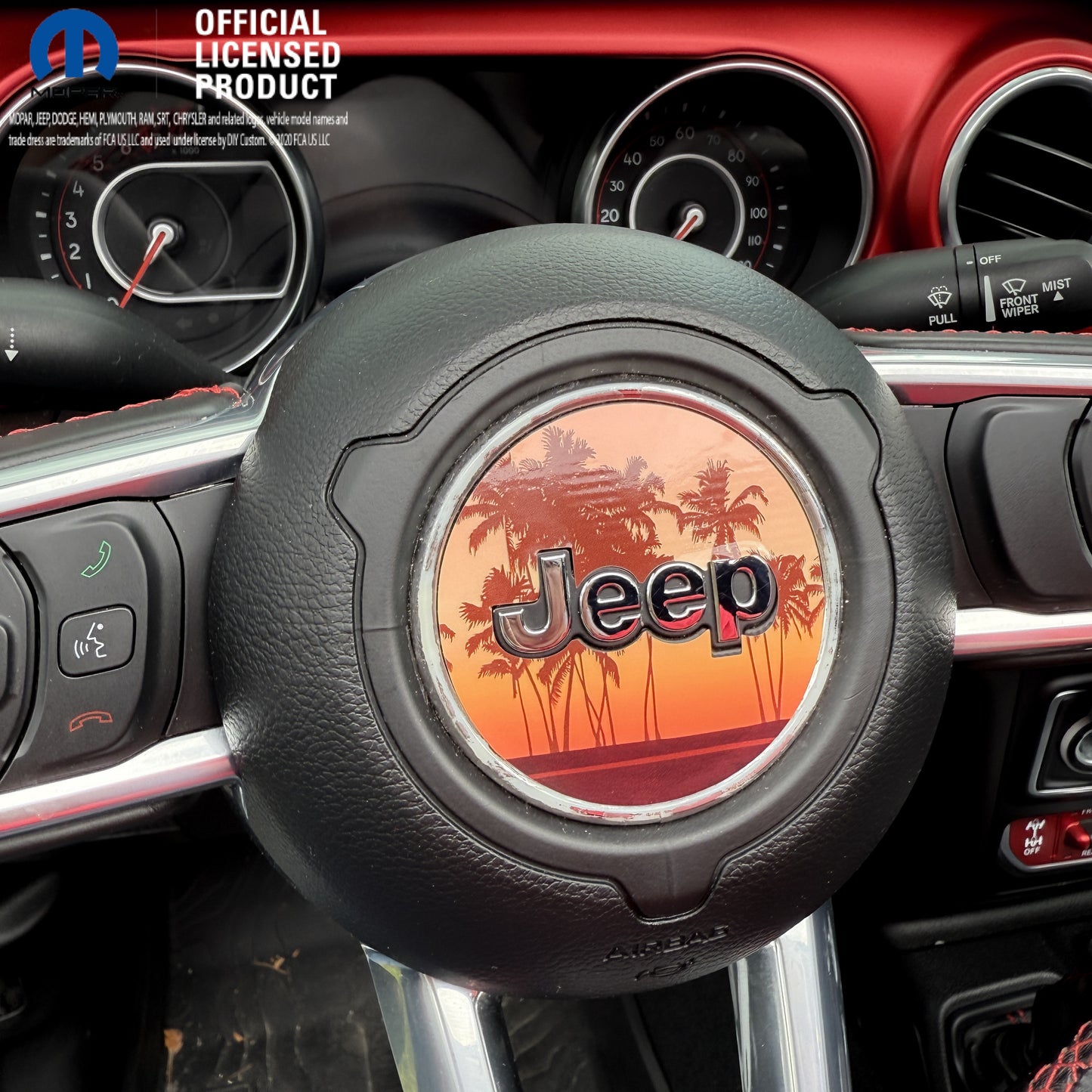 Jeep Wrangler JL Gladiator Steering Wheel Circle Orange Coral Sunset Vinyl Decal Sticker