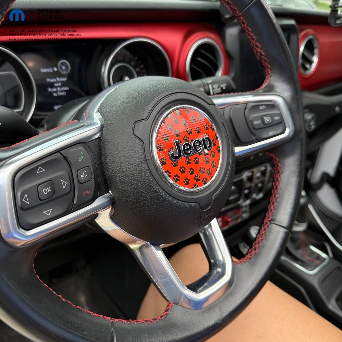 Jeep Wrangler JL Gladiator Steering Wheel Circle Black and Orange Dog Paws Vinyl Decal Sticker - Tiny Wrapz