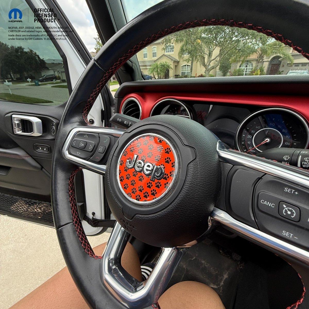 Jeep Wrangler JL Gladiator Steering Wheel Circle Black and Orange Dog Paws Vinyl Decal Sticker - Tiny Wrapz