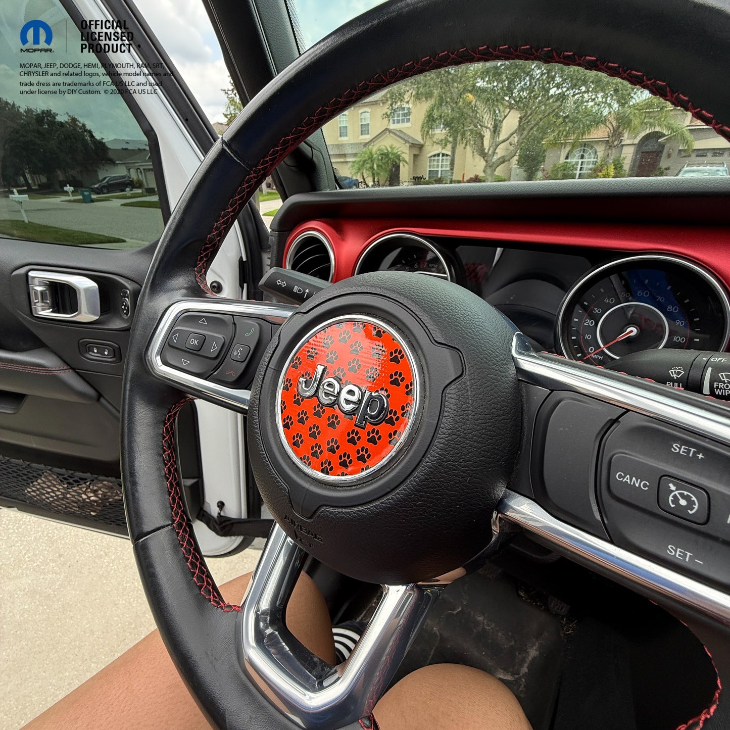 Jeep Wrangler JL Gladiator Steering Wheel Circle Black and Orange Dog Paws Vinyl Decal Sticker