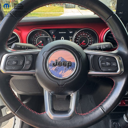 Jeep Wrangler JL Gladiator Steering Wheel Circle Purple Mountain Vinyl Decal Sticker