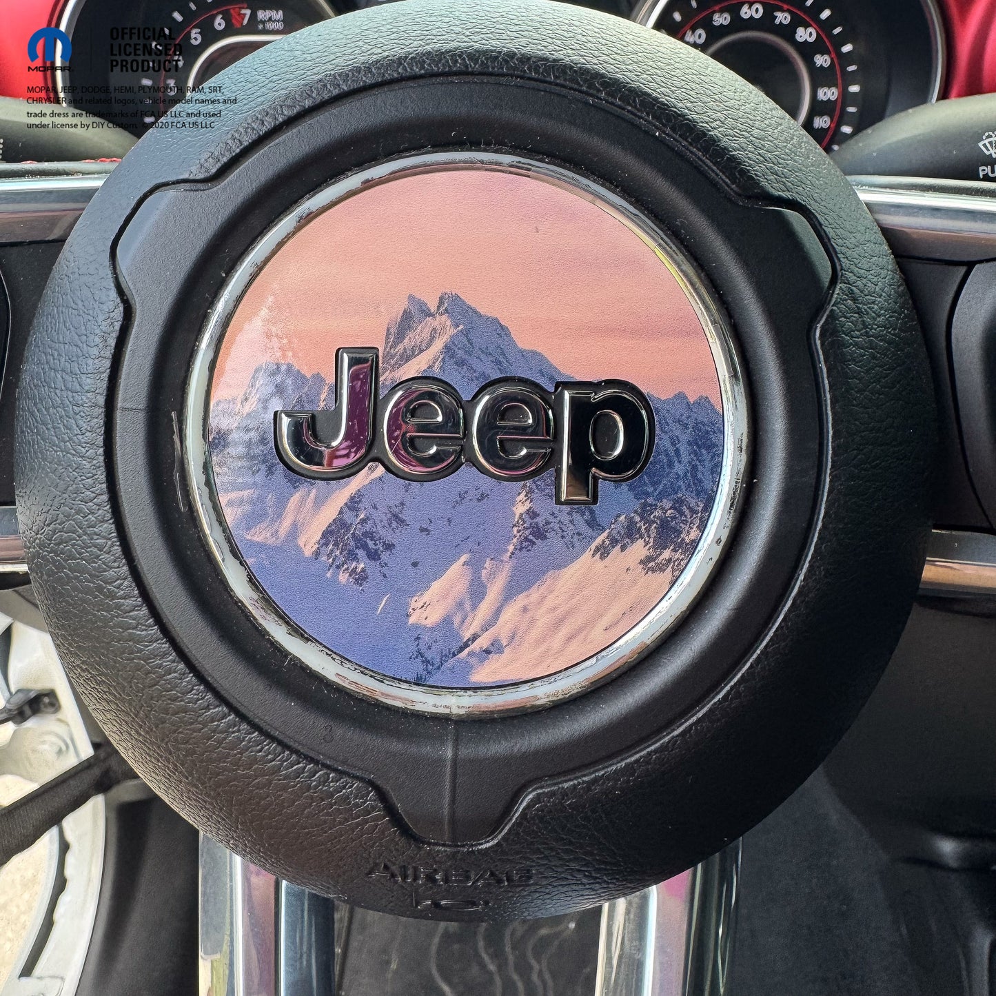 Jeep Wrangler JL Gladiator Steering Wheel Circle Purple Mountain Vinyl Decal Sticker