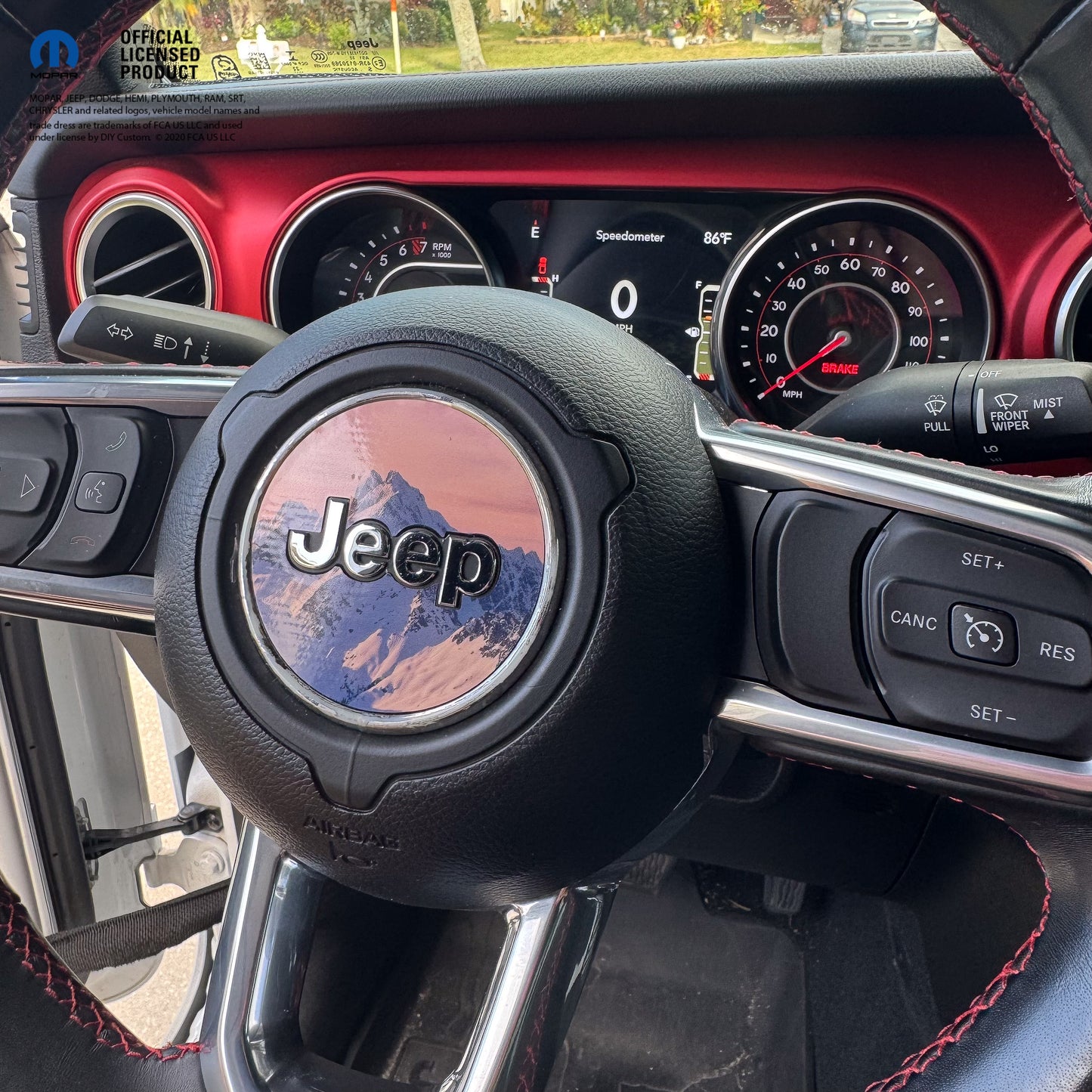 Jeep Wrangler JL Gladiator Steering Wheel Circle Purple Mountain Vinyl Decal Sticker