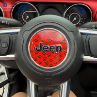 Jeep Wrangler JK Steering Wheel Circle Black and Red Dog Paws Vinyl Decal Sticker 2007-2017 - Tiny Wrapz