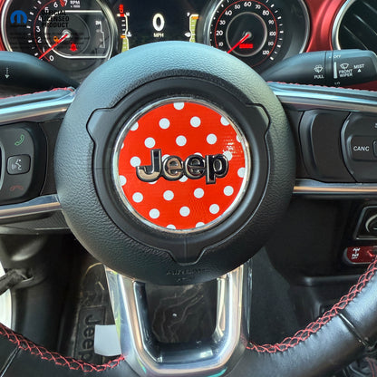 Jeep Wrangler JL Gladiator Steering Wheel Circle Red & White Polka Dot Vinyl Decal Sticker