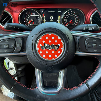 Jeep Wrangler JL Gladiator Steering Wheel Circle Red & White Polka Dot Vinyl Decal Sticker