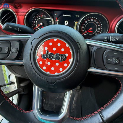 Jeep Wrangler JL Gladiator Steering Wheel Circle Red & White Polka Dot Vinyl Decal Sticker