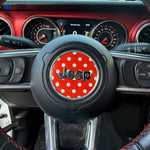 Jeep Wrangler JL Gladiator Steering Wheel Circle Red & White Polka Dot Vinyl Decal Sticker - Tiny Wrapz