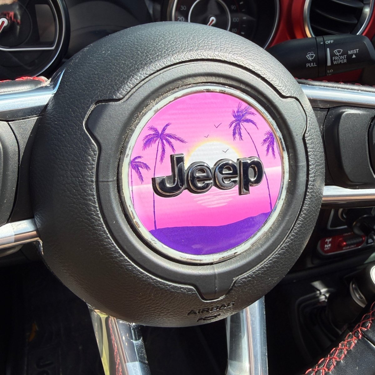 Jeep Wrangler JL Gladiator Steering Wheel Circle Pink Sunrise Vinyl Decal Sticker - Tiny Wrapz