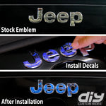 Jeep Wrangler JK Holographic Grill Emblem Overlay Decals Fits 2007-2018