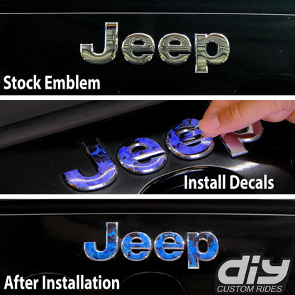 Jeep Wrangler JK Holographic Grill Emblem Overlay Decals Fits 2007-2018