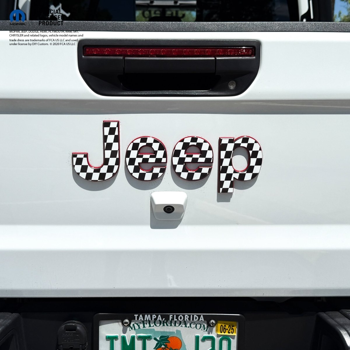 Jeep Emblem Overlay Decals - Checkered Flag Gladiator Tailgate Emblem - Tiny Wrapz