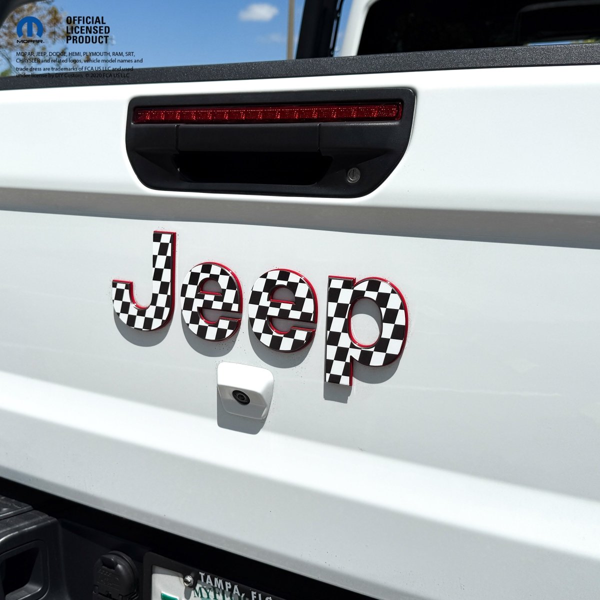 Jeep Emblem Overlay Decals - Checkered Flag Gladiator Tailgate - Tiny Wrapz