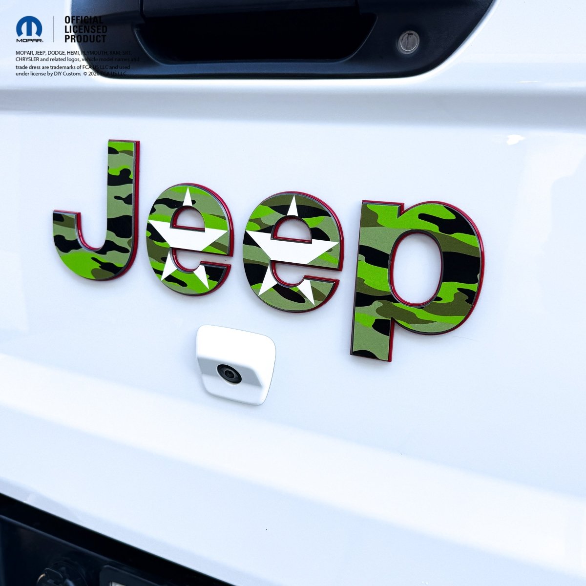 Jeep Emblem Overlay Decals - Green Star Camo - Tiny Wrapz