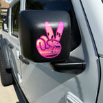 Pink Sunset Peace Wave Left & Right Mirrors Vinyl Decals Fits All Jeeps