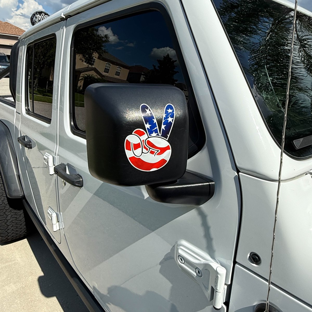 American Flag Peace Wave Left & Right Mirrors Vinyl Decals Fits All Jeeps