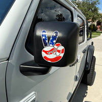 American Flag Peace Wave Left & Right Mirrors Vinyl Decals Fits All Jeeps