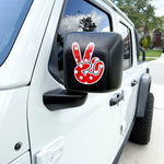 Red & White Polka Dot Peace Wave Left & Right Mirrors Vinyl Decals Fits All Jeeps - Tiny Wrapz