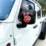 Red & White Polka Dot Peace Wave Left & Right Mirrors Vinyl Decals Fits All Jeeps - Tiny Wrapz