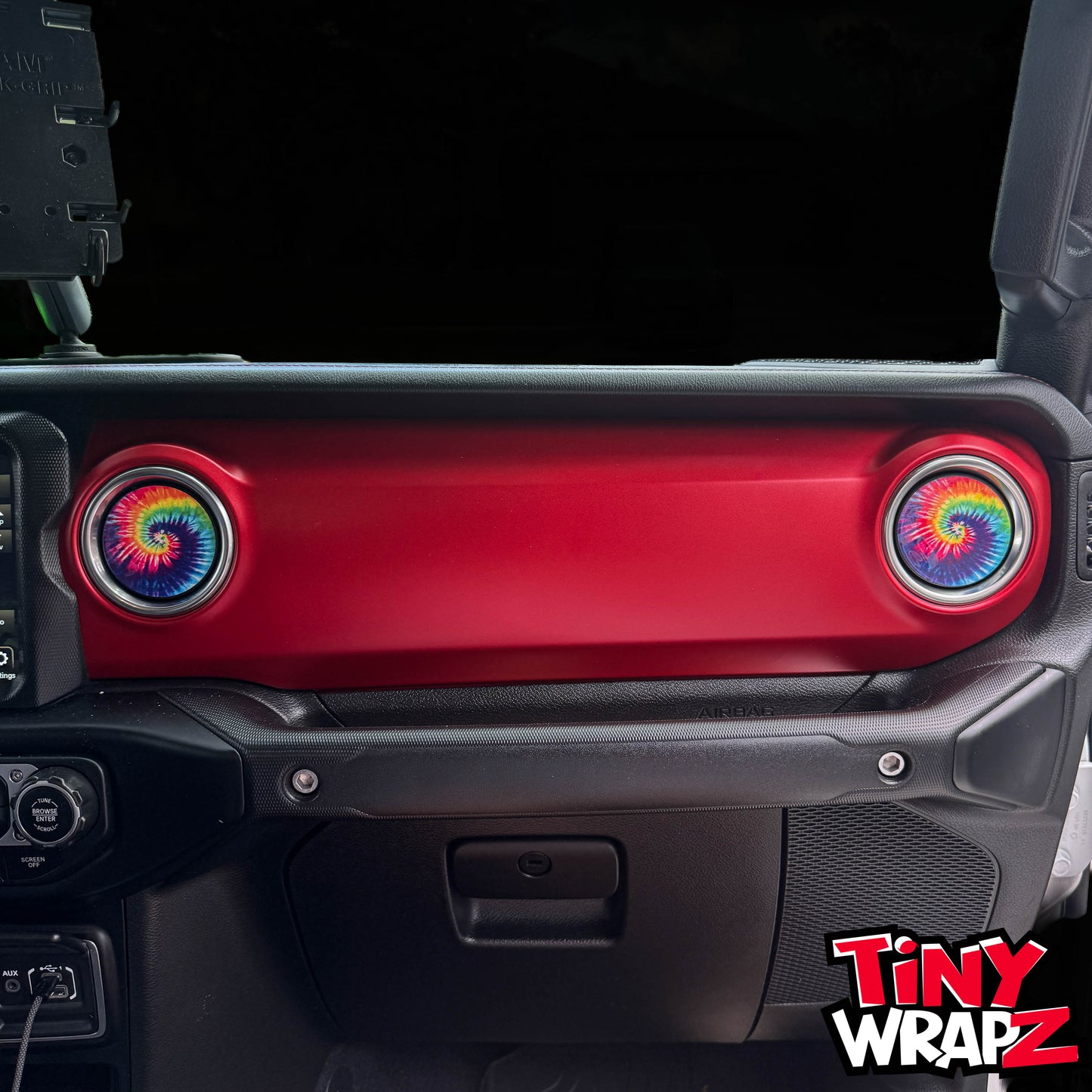 Jeep AC Vent Tie Dye 4 x Decals Fits 2011-2026 Wrangler JK Wrangler JL Gladiator